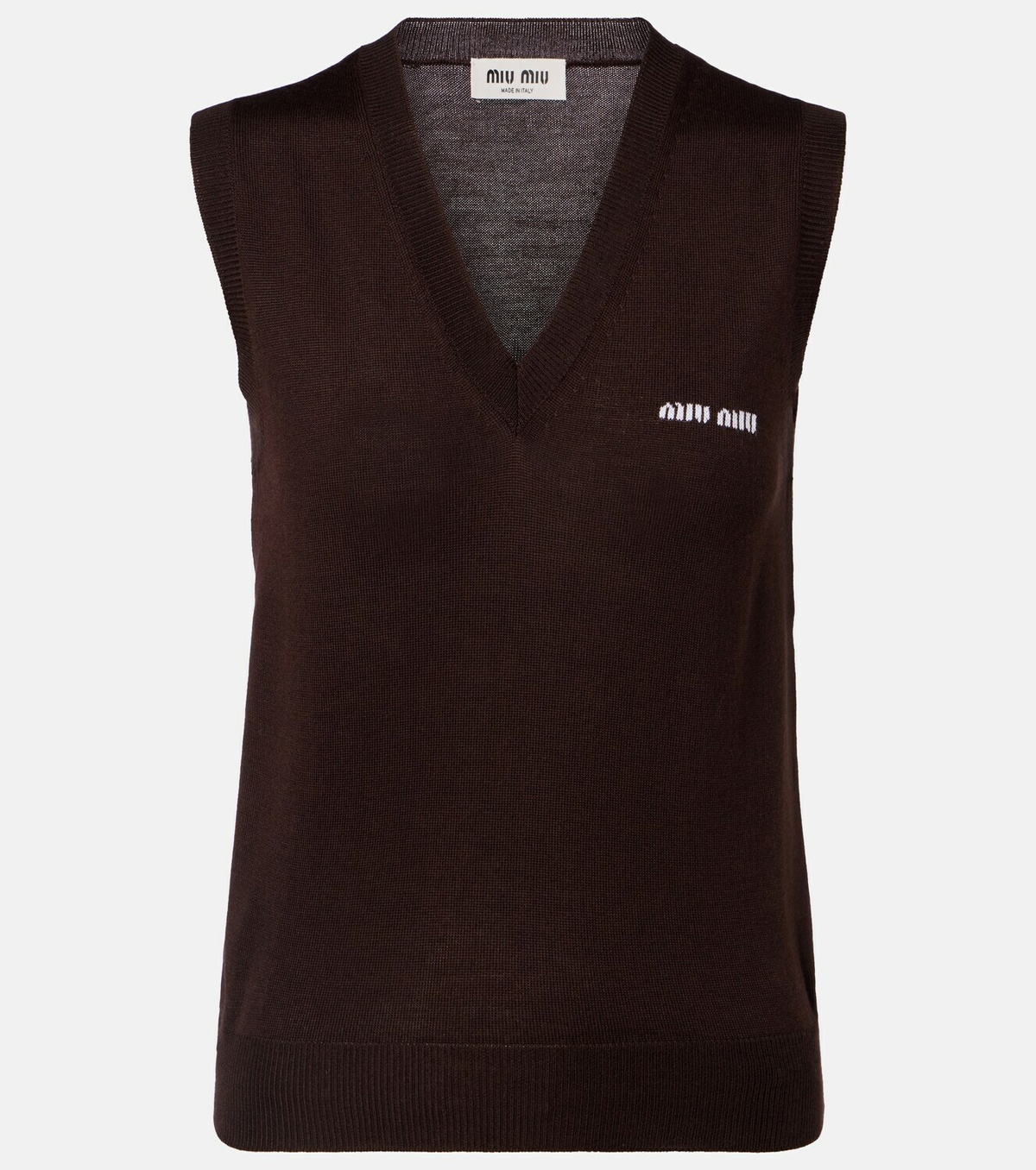 Miu Miu Logo virgin wool sweater vest