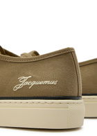 Jacquemus Les Fefe Logo-embroidered Canvas Sneakers Khaki