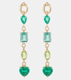 Nadine Aysoy Catena 18kt gold earrings with emeralds, peridot and tourmaline