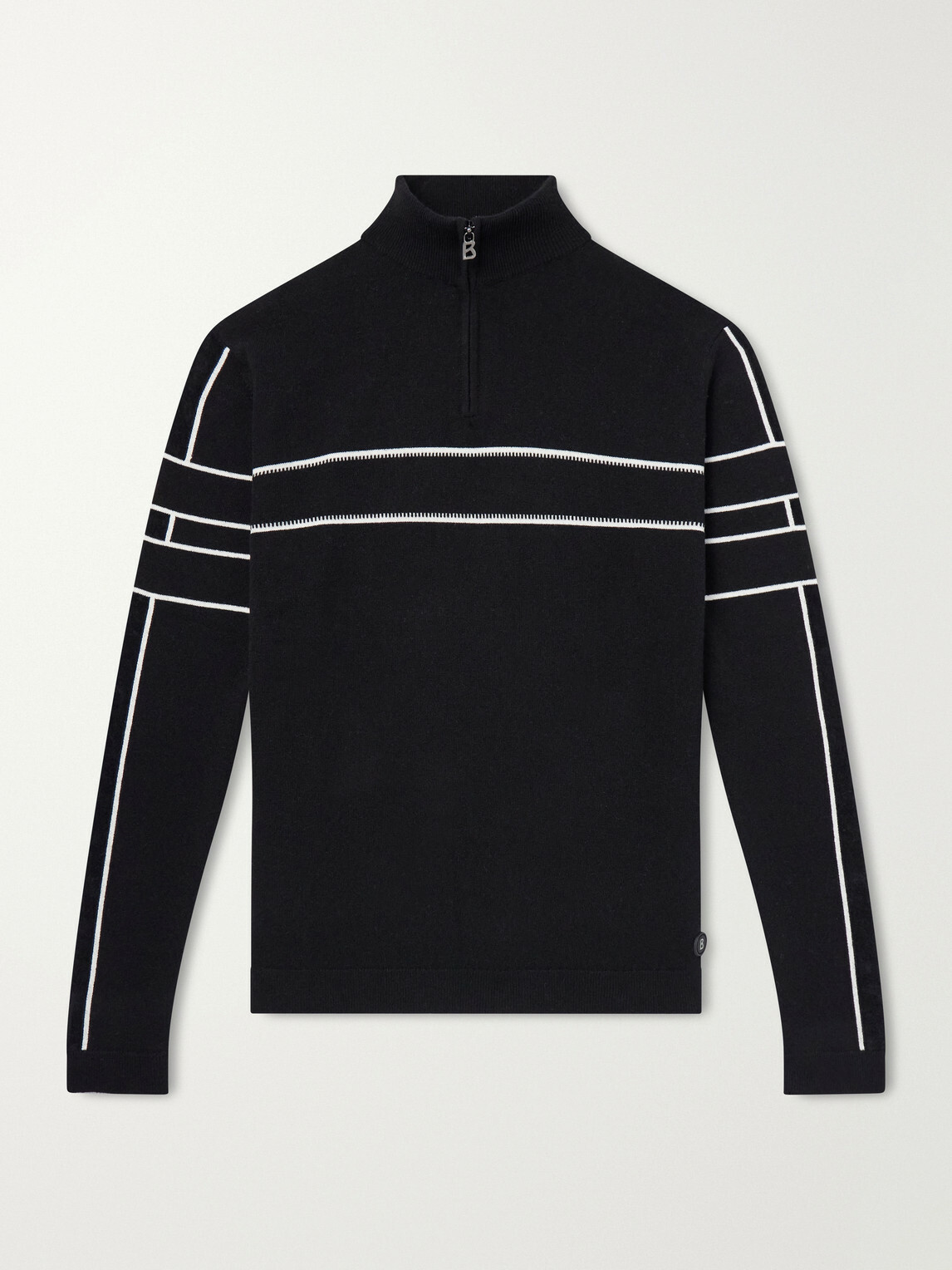 BOGNER - Kuno Striped Jacquard-Knit Wool Half-Zip Ski Midlayer - Black