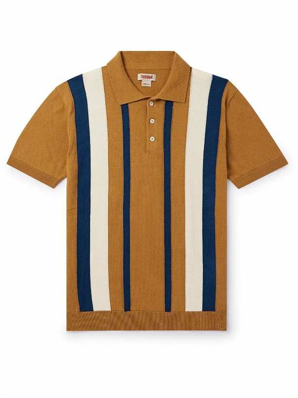 Photo: Baracuta - Striped Cotton Polo Shirt - Orange