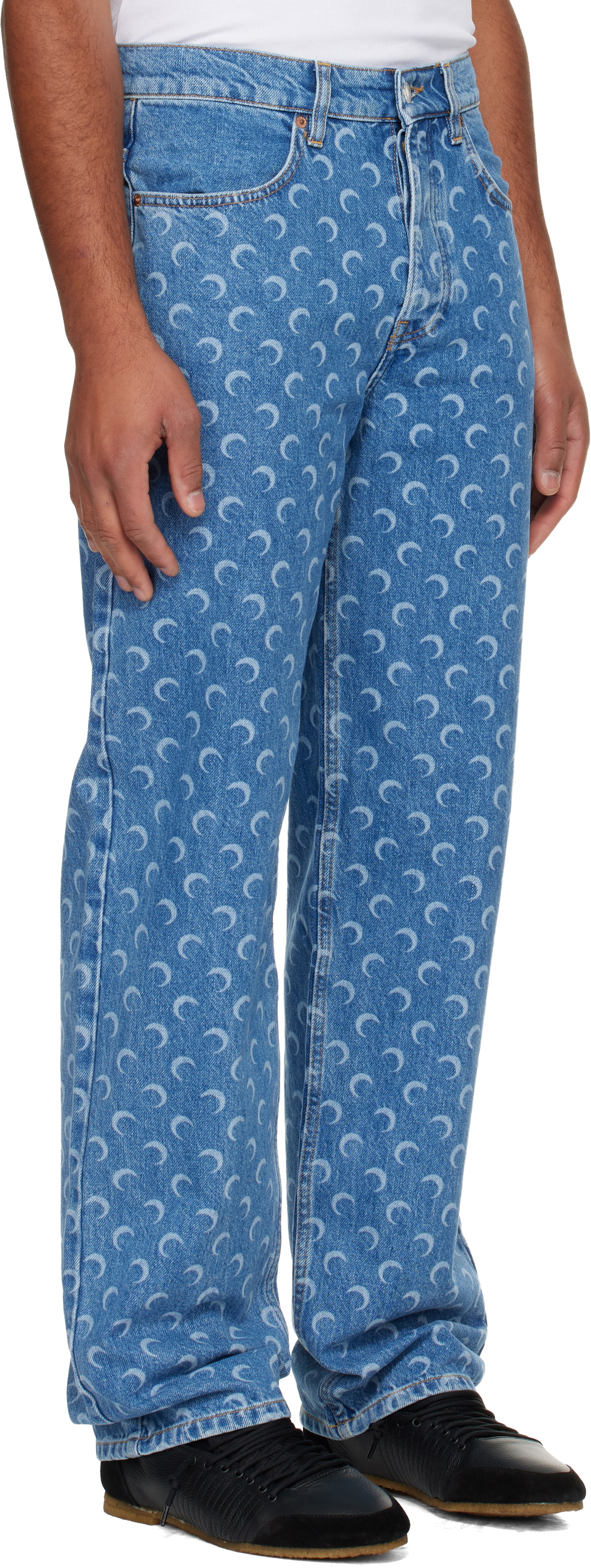 Marine Serre Blue Moon Laser Baggy Jeans