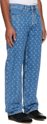 Marine Serre Blue Moon Laser Baggy Jeans