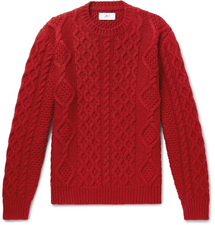 Photo: Mr P. - Cable-Knit Merino Wool and Cashmere-Blend Sweater - Men - Red