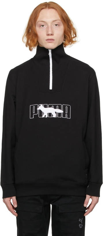 Photo: Maison Kitsuné Black Puma Edition Half-Zip Sweatshirt