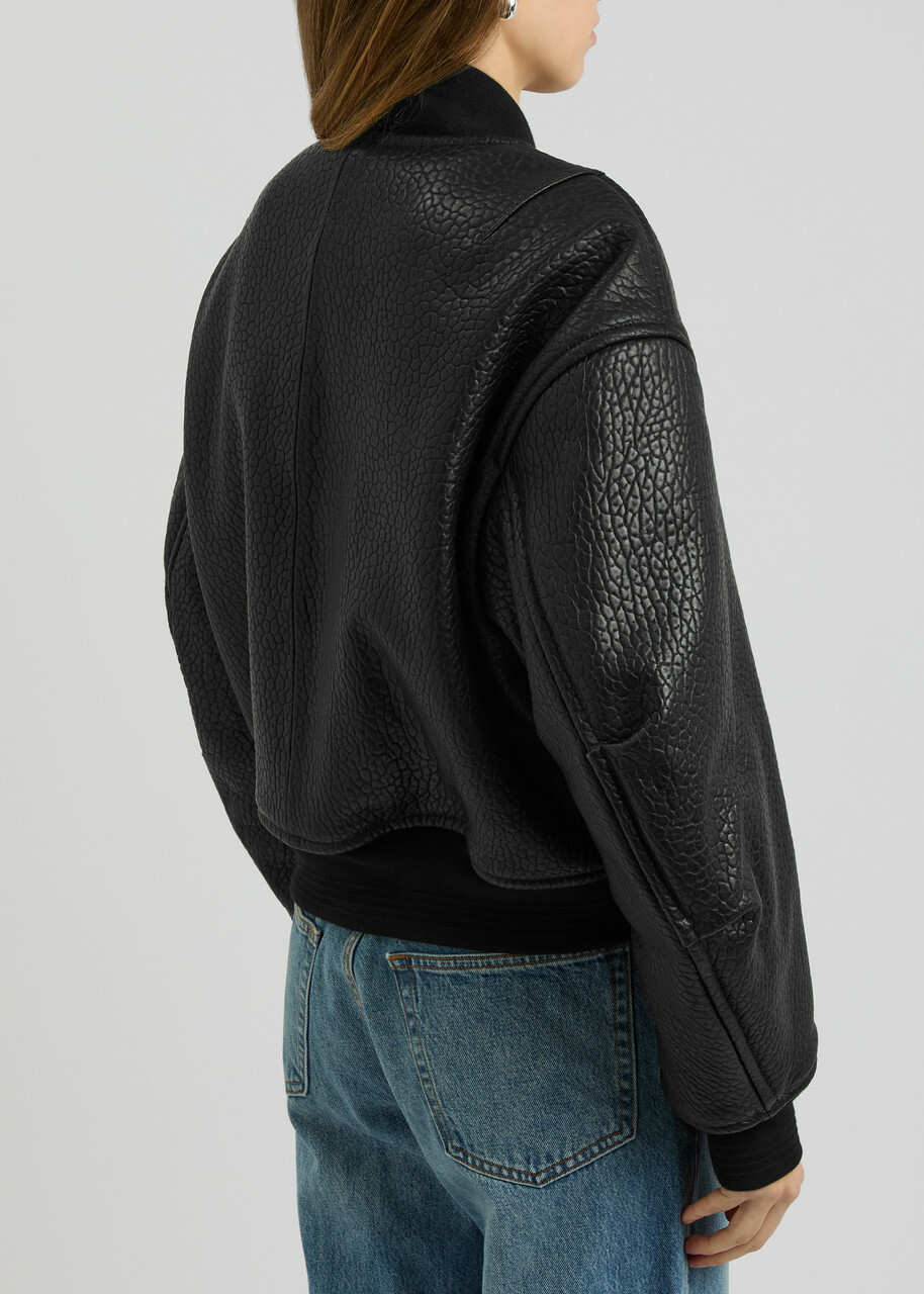 Alexander Wang Padded Pebbled Leather Bomber Jacket Black