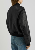 Alexander Wang Padded Pebbled Leather Bomber Jacket Black