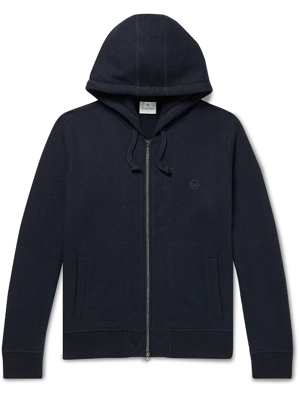 Photo: Kingsman - Logo-Embroidered Brushed Cashmere Zip-Up Hoodie - Blue