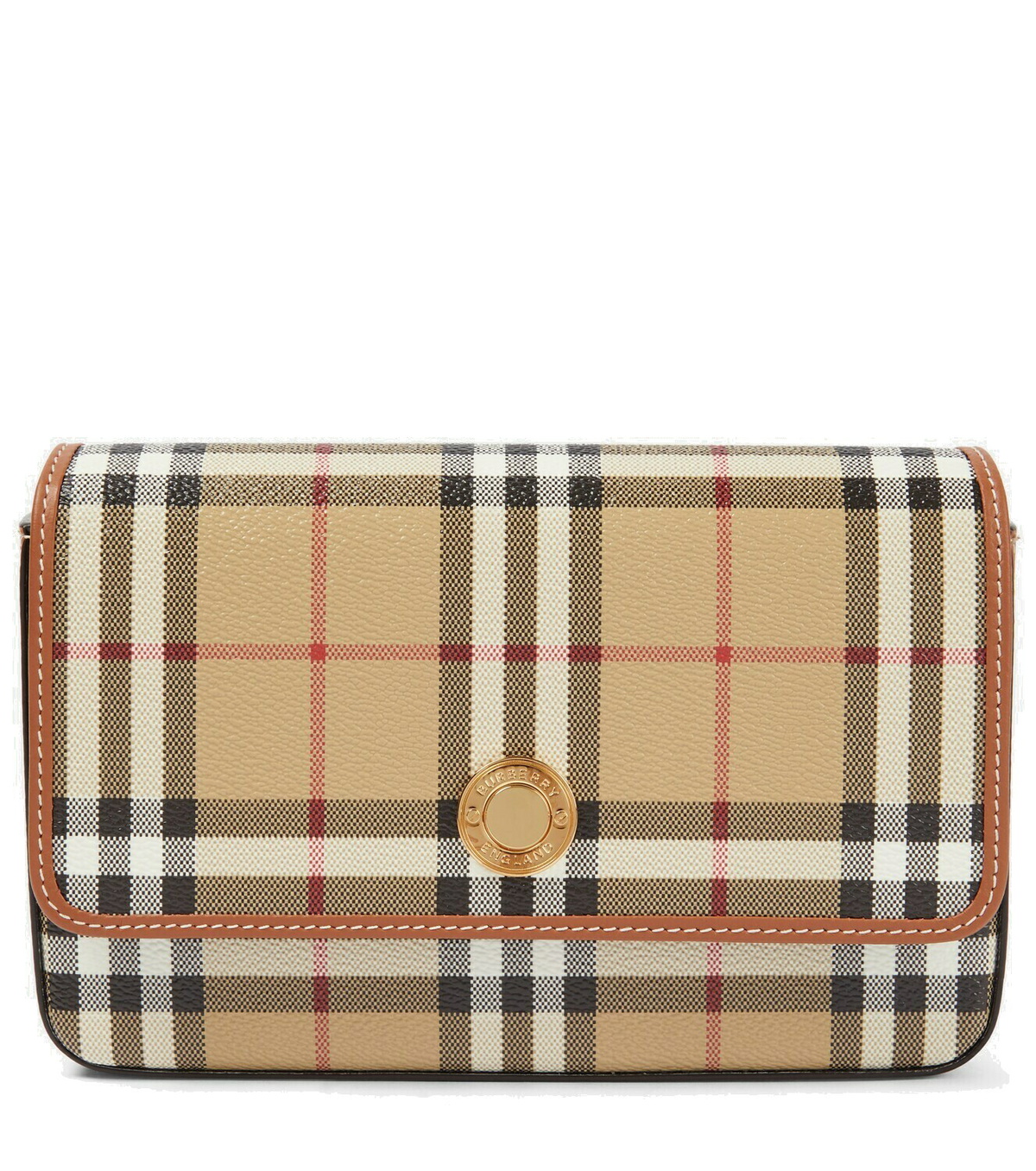 Burberry Hampshire Vintage Check Canvas & Leather Crossbody Bag