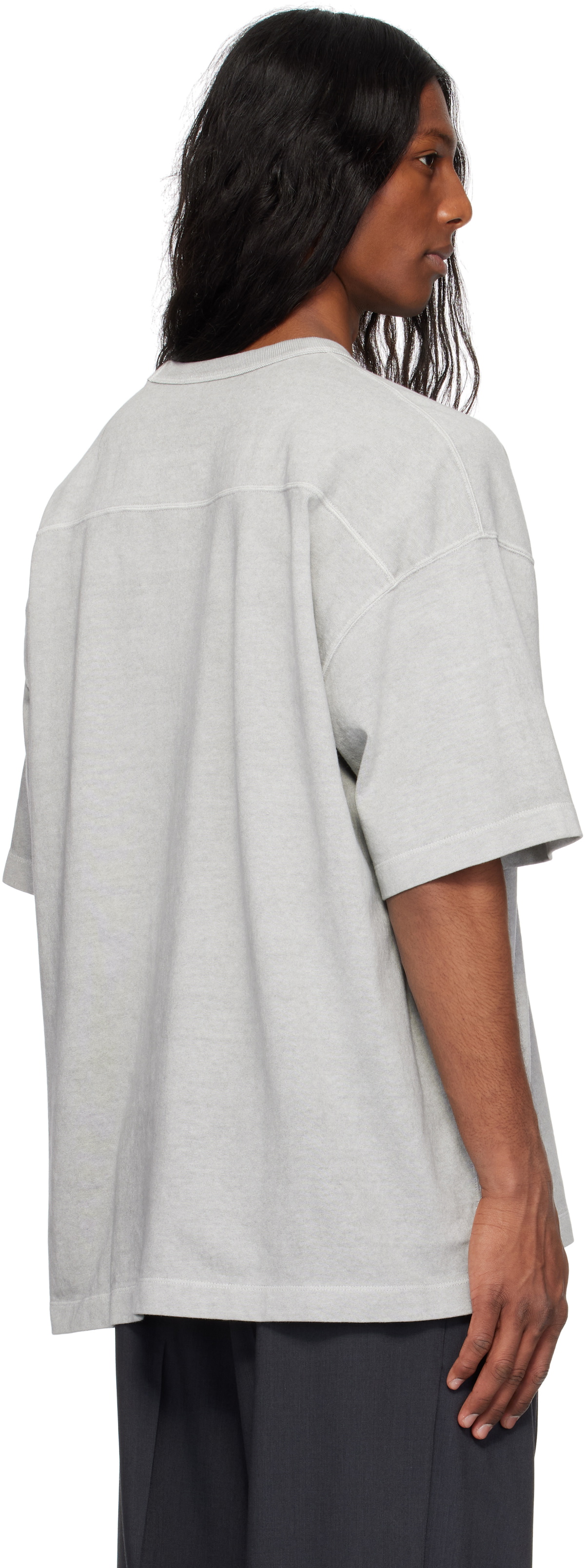 YLÈVE Gray Open End Cotton Pigment Dye T-shirt YLÈVE
