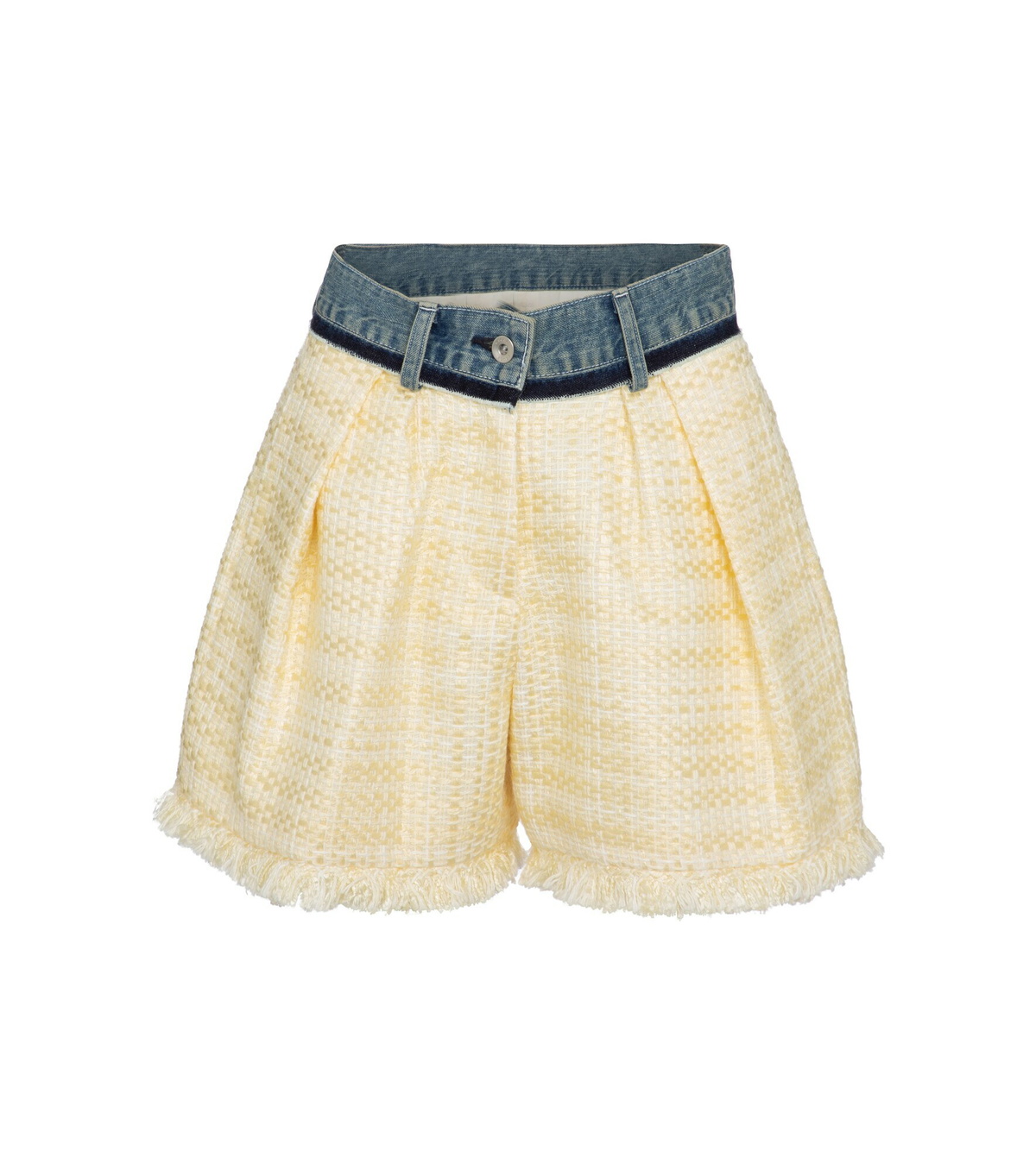 【sacai】Hybrid Tweed Wash Denim Shorts Sacai - Denim-trimmed tweed shorts Sacai
