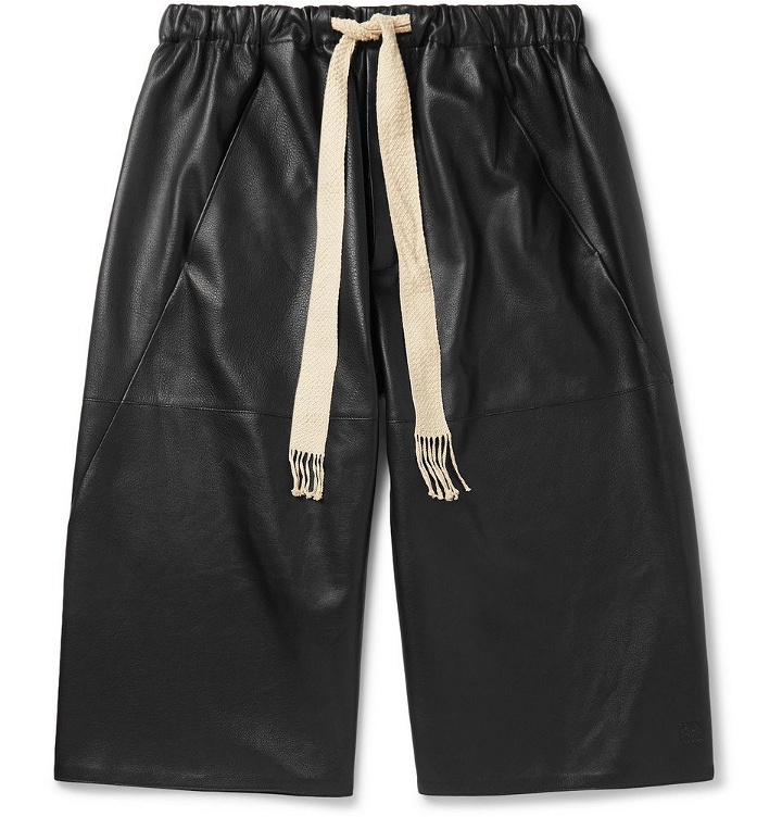 Photo: Loewe - Leather Drawstring Shorts - Black
