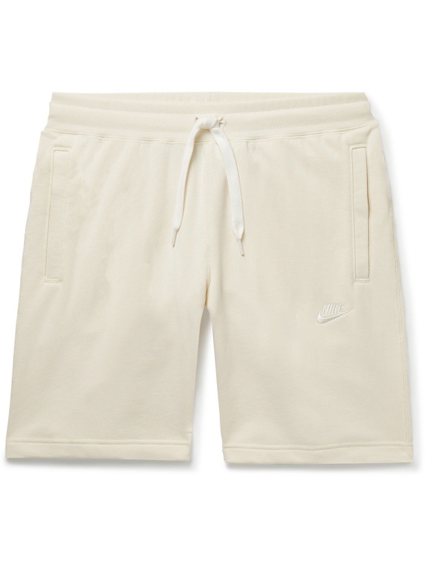 Photo: NIKE - Sportswear Logo-Embroidered Cotton-Jersey Drawstring Shorts - Neutrals