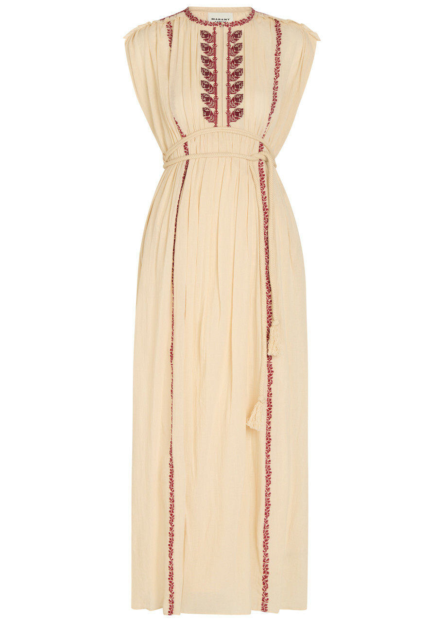 Isabel Marant étoile Liviane Embroidered Cotton Maxi Dress Beige