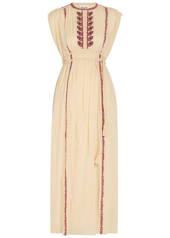 Photo: Isabel Marant étoile Liviane Embroidered Cotton Maxi Dress Beige