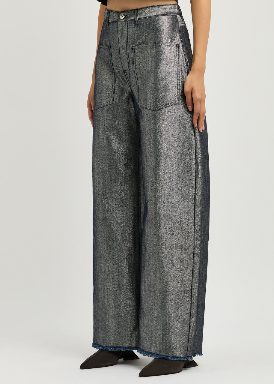 Marques' Almeida Metallic Wide-leg Jeans Silver
