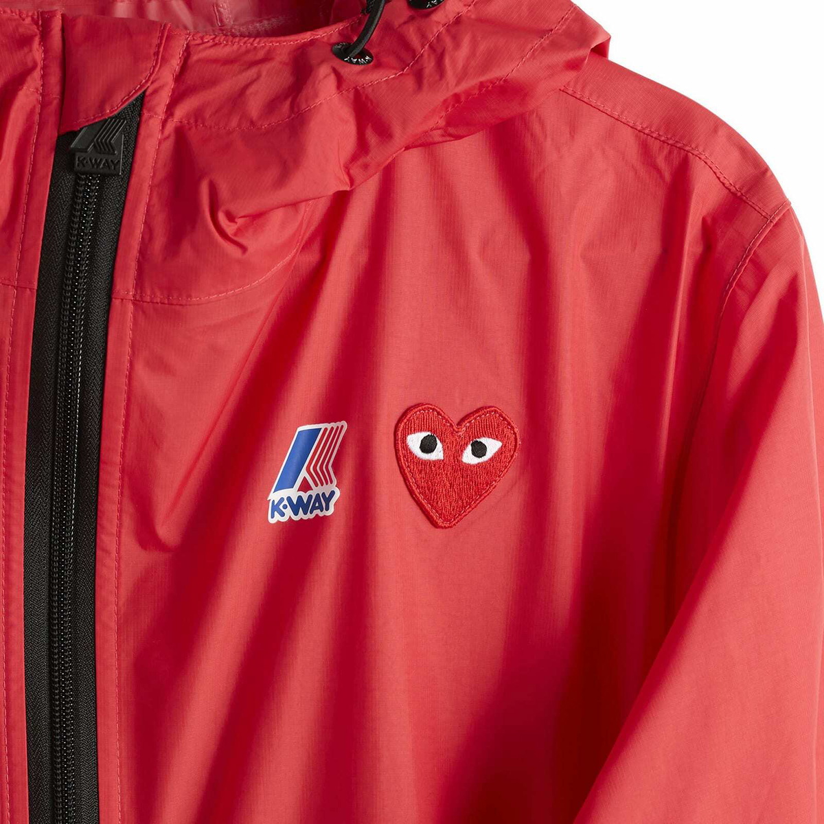 Comme des Garçons Play K-Way Emblem Full Zip Jacket in Red