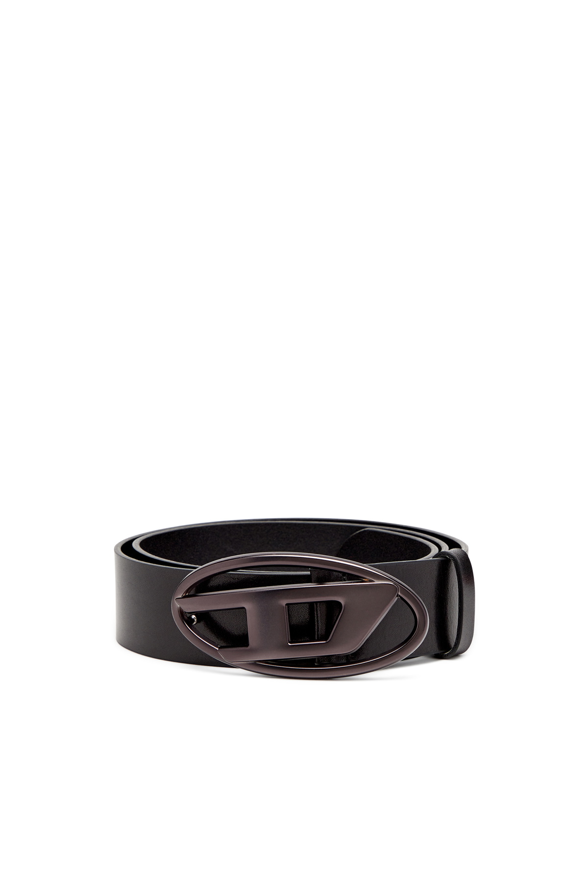 Diesel 3.9cm leather belt with metallic Oval D buckle - Belts - Unisex - Black