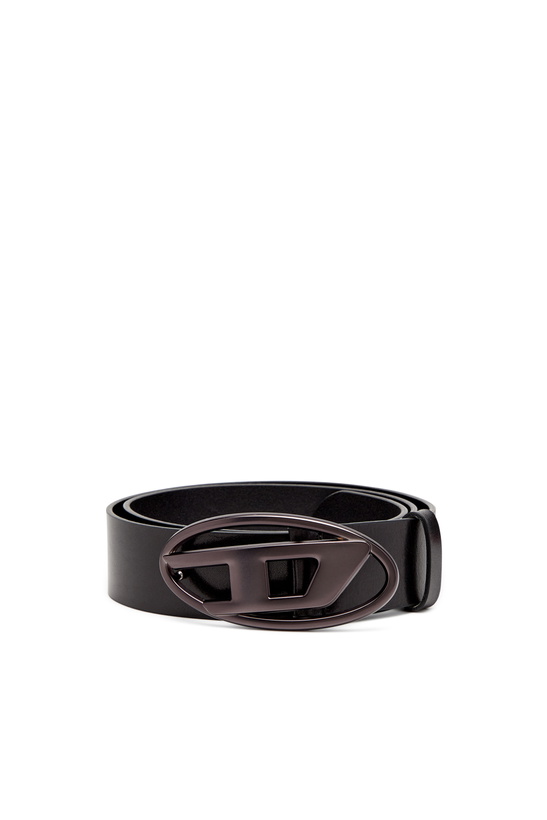 Photo: Diesel 3.9cm leather belt with metallic Oval D buckle - Belts - Unisex - Black