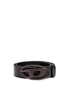 Diesel 3.9cm leather belt with metallic Oval D buckle - Belts - Unisex - Black