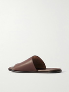 LOEWE - Paula's Ibiza Logo-Debossed Leather Slides - Burgundy