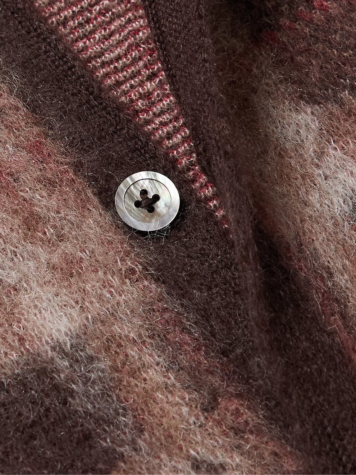 Anonymous ism - Checked Mohair-Blend Cardigan - Brown Anonymous Ism