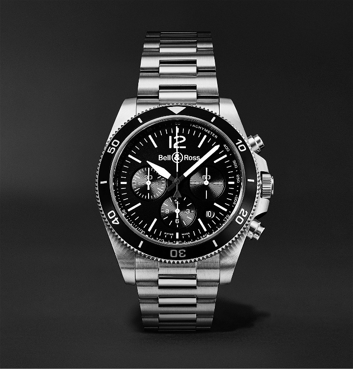 Photo: Bell & Ross - BR V3-94 Automatic Chronograph 43mm Steel Watch, Ref. No. BRV394-BL-ST/SST - Black
