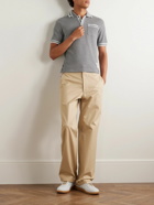 Thom Browne - Slim-Fit Striped Pointelle-Knit Cotton Polo Shirt - Gray