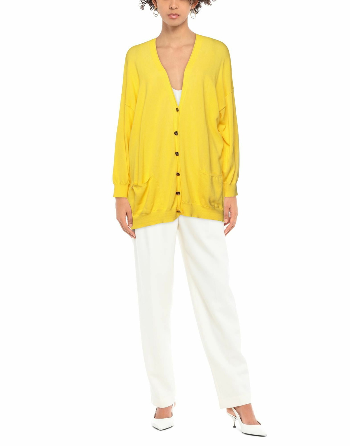 Manila Grace Womens Cardigan in Yellow