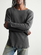 John Elliott - Folsom Distressed Waffle-Knit Cotton T-Shirt - Gray