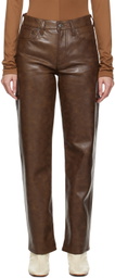 AGOLDE Brown Sloane Leather Pants