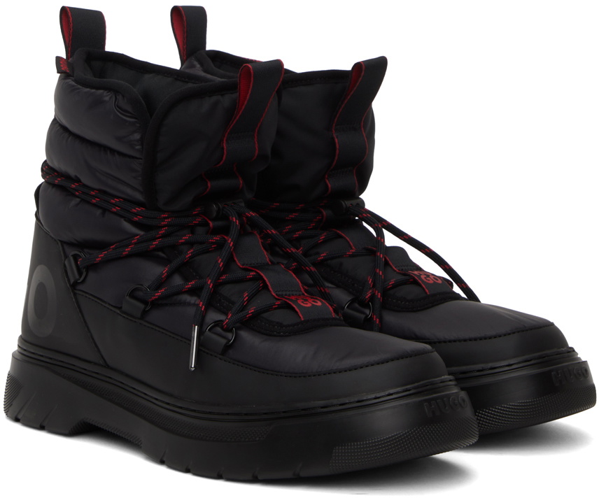 Hugo Black Quilted Boots Hugo Boss