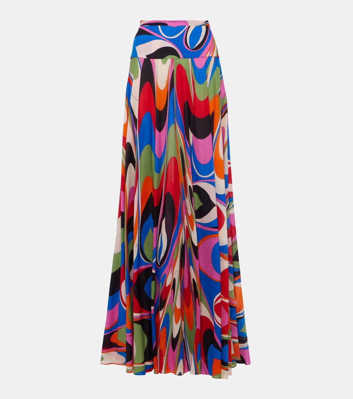 Marmo-print cotton maxi skirt