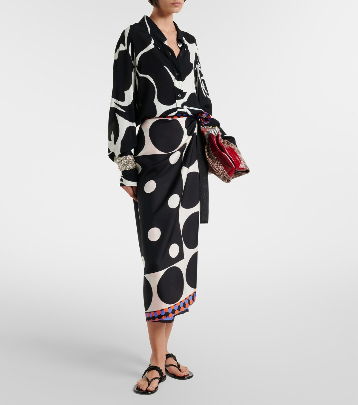 Dries Van Noten Embellished patent leather thong sandals