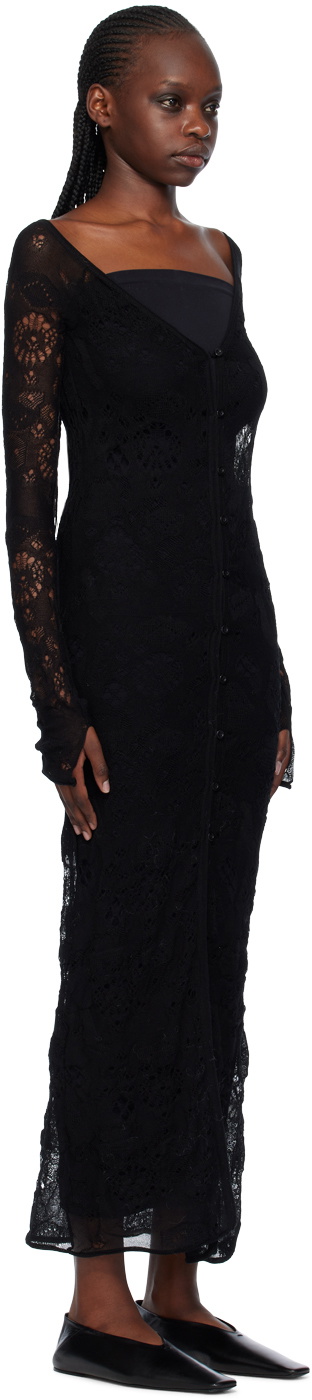 Olēnich Black V-Neck Maxi Dress