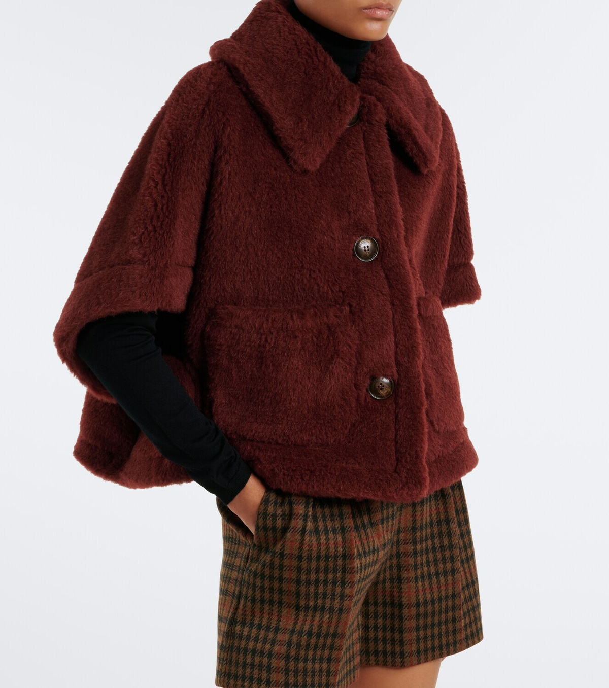 Max Mara Alpaca, wool, and silk teddy cape