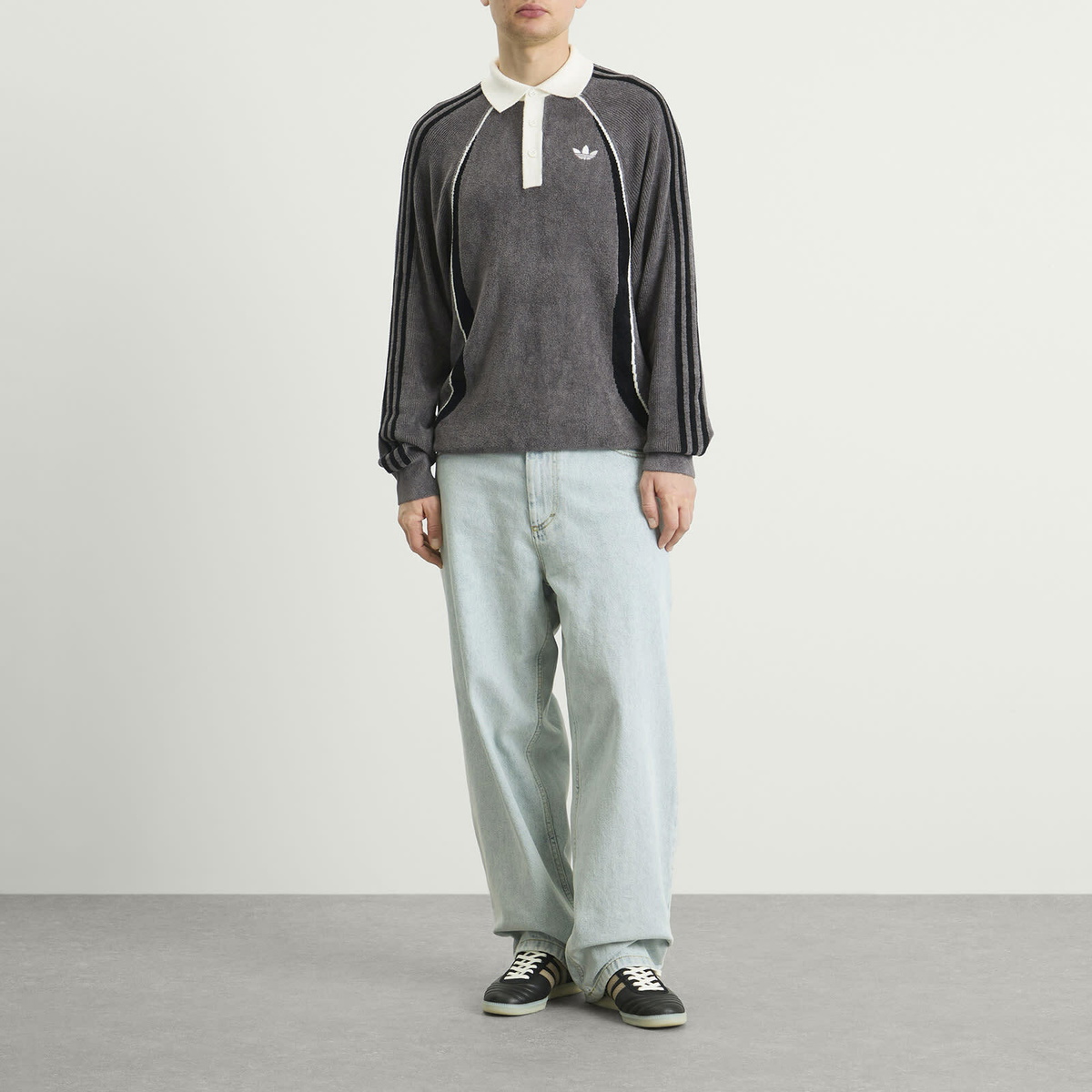 Adidas Men's Wicons Polo in Grey Strata/Black/Off White