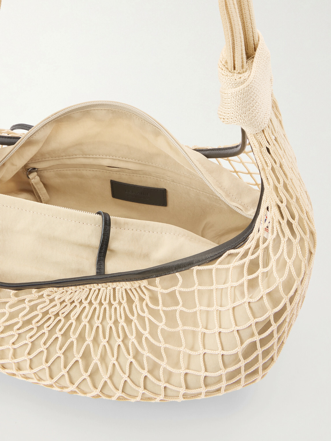 LEMAIRE - Filt Croissant Leather-Trimmed Fishnet Messenger Bag