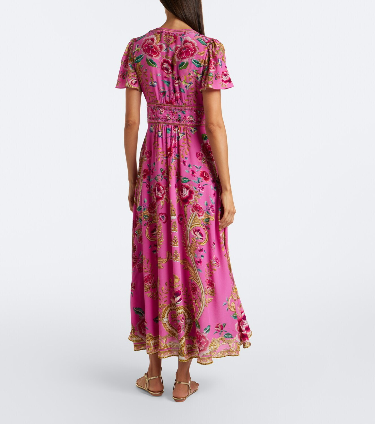 Camilla Embellished floral silk midi dress