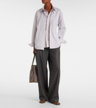 Tod's Belted striped cotton poplin shirt