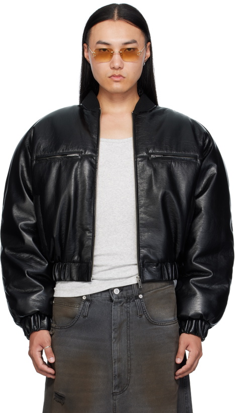 Photo: LU'U DAN Black Riot Faux-Leather Bomber Jacket