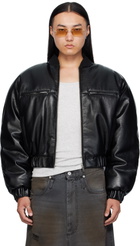 LU'U DAN Black Riot Faux-Leather Bomber Jacket