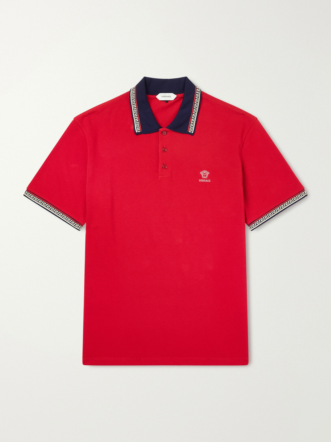Versace - Logo-Embroidered Cotton-Piqué Polo Shirt - Red