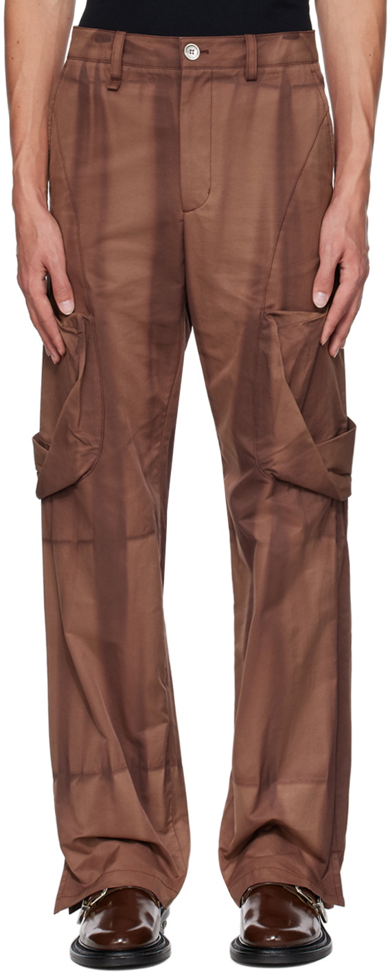 JiyongKim Burgundy Sun-Bleached Cargo Pants