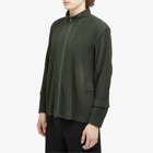 Homme Plissé Issey Miyake Men's Pleated Track Jacket in Deep Green