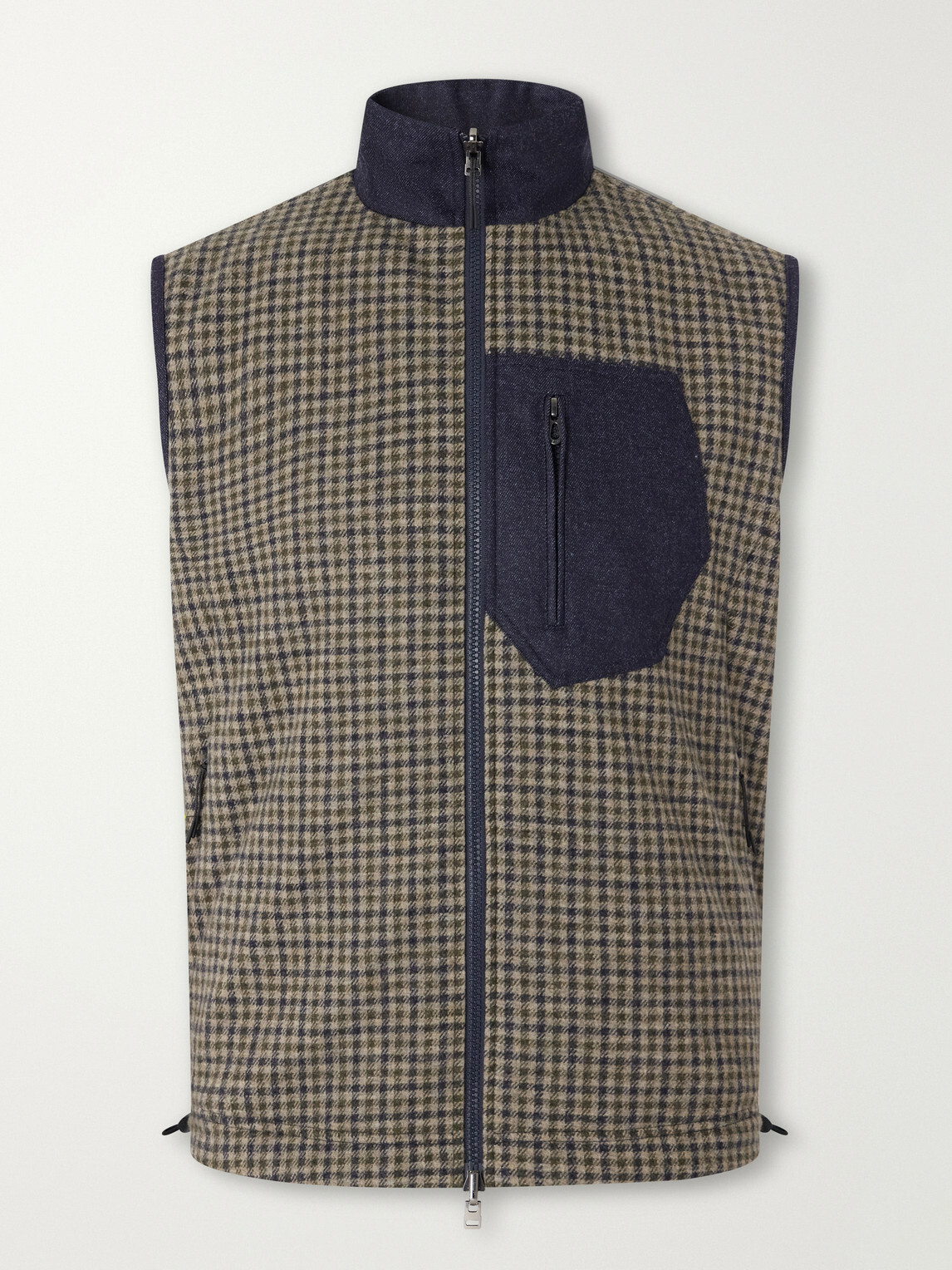 SEASE - Explorer Reversible Checked Virgin Wool and Shell Padded Vest - Blue