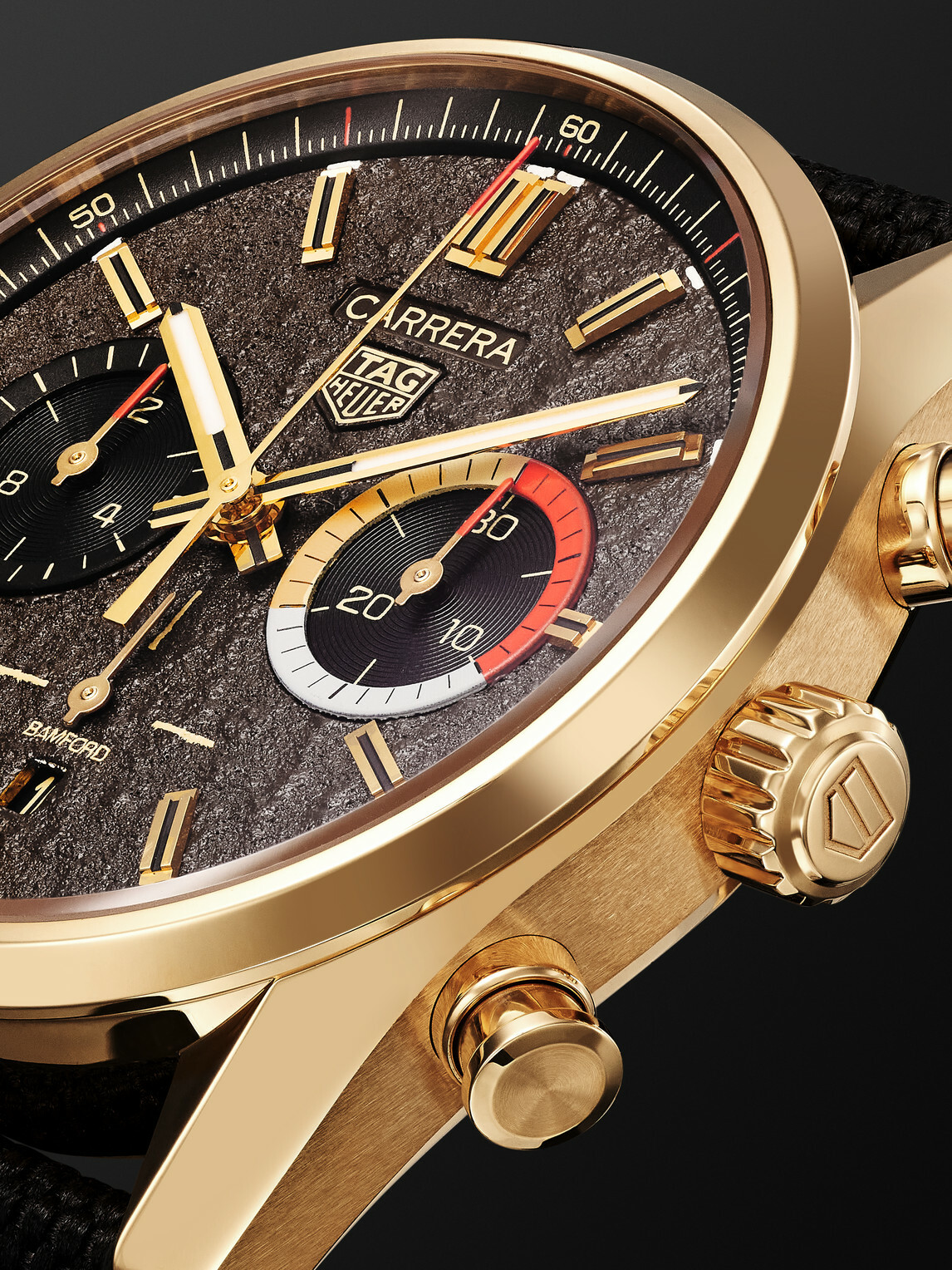 Bamford Watch Department - TAG Heuer Carrera Limited Edition Automatic 42mm 18-Karat Gold and Canvas Watch