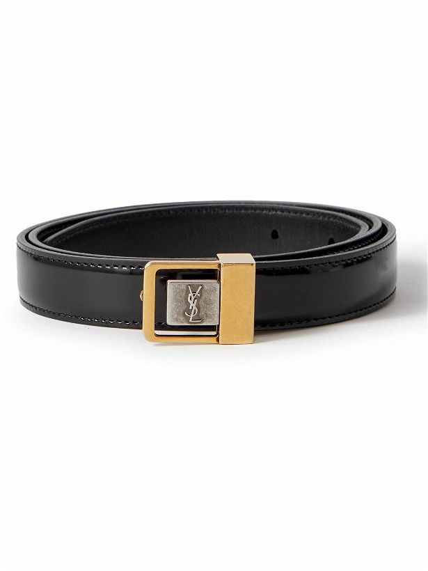 Photo: SAINT LAURENT - 3cm Logo-Embellished Leather Belt - Black
