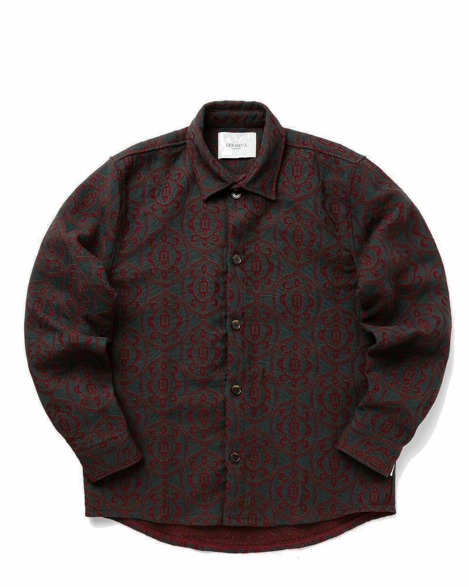 Les Deux Akira Jacquard Overshirt Red - Mens - Longsleeves Les Deux