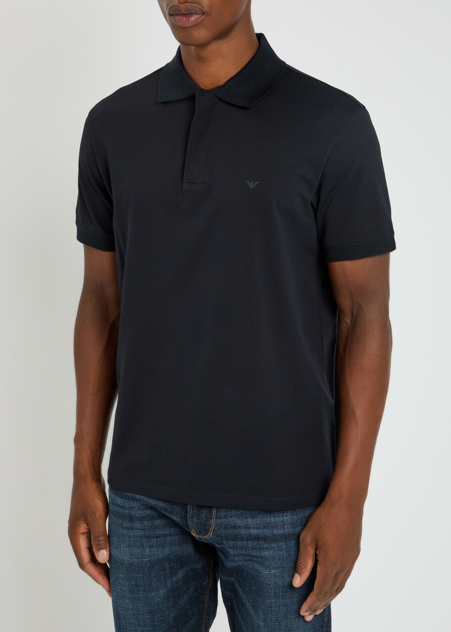 Emporio Armani Half-zip Cotton Polo Shirt Navy